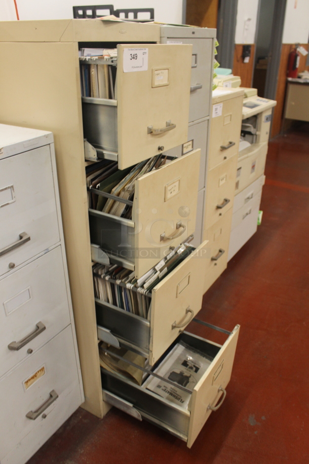 Tan Metal 4 Drawer Filing Cabinet w/ Contents. BUYER MUST REMOVE. - Image 4 of 4