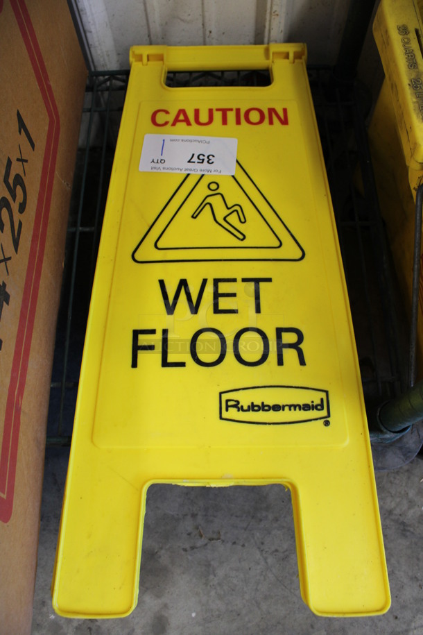 Rubbermaid Yellow Poly Wet Floor Sign. 10.5x1x24