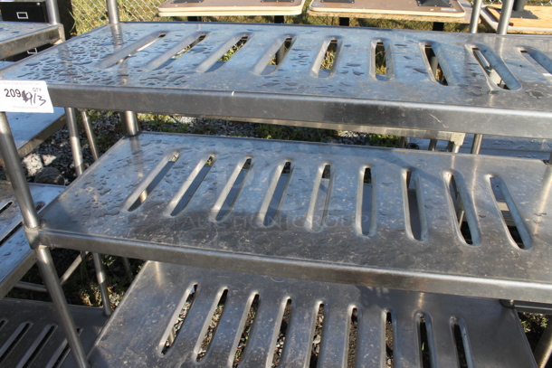 Metal 4 Tier Shelving Unit. BUYER MUST DISMANTLE. PCI CANNOT DISMANTLE FOR SHIPPING. PLEASE CONSIDER FREIGHT CHARGES. - Image 2 of 3