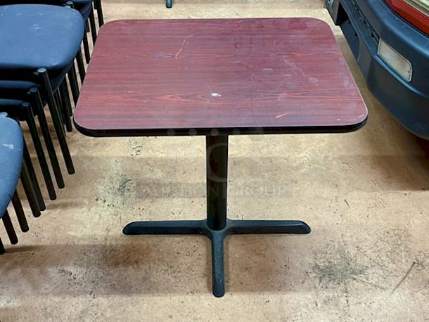 BEAUTIFUL! Lancaster Table & Seating 24" x 30" Reversible Cherry / Black Laminated Standard Height Table Top and Base Kit with 22" Plate - Image 3 of 3