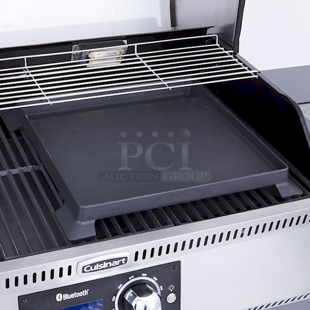 Cuisinart Woodcreek 4 -in -1 Pellet Grill, Smoke, Sear, Griddle, Grill Bluetooth Ready. 30-pound pellet hopper SEAR at high temperatures with the ceramic briquette insert. GRIDDLE with the ready to use cast iron griddle for cooking versatility. CHARCOAL perfect the flavor with the charcoal insert that lights with the turn of a knob. WIDTH: 63.15 DEPTH: 22.52 HEIGHT: 48.74 - Image 5 of 11