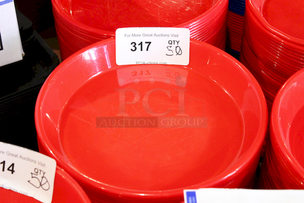 HUGE STACK! 11" Red Round Plastic Serving Platters. 
11x1-1/2
50x Your Bid - Image 3 of 3