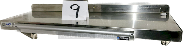 BARELY TOUCHED!! GSW USA WS-W1236 12" x 36" Stainless Wall Mount Shelf w/ Mounting Brackets & Ticket Rail - Image 2 of 3