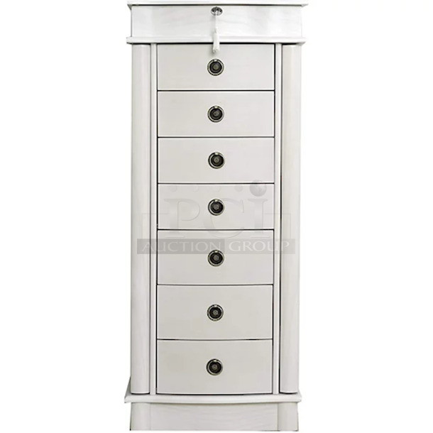 Hives and Honey Nora Standing Jewelry Armoire Jewelry Chest- White
