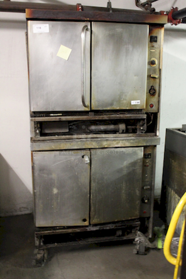 Double Stack Convection Oven, Natural Gas On Commercial Casters. Working At Time of Removal.