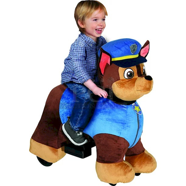 LIMITED EDITION! Paw Patrol 6 Volt Plush Chase Ride-on by Dynacraft with Pup House Included! 28.50 x 14.50 x 26.00