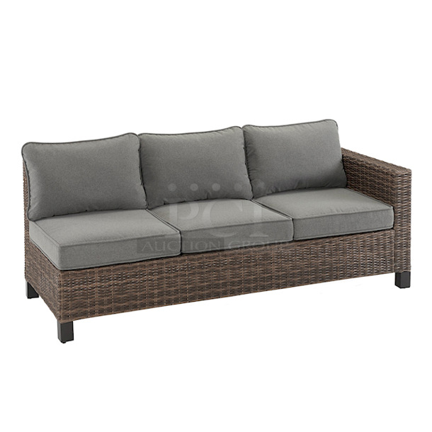 IN THE BOX! Better Homes & Gardens Brookbury 5-Piece Patio Wicker Sectional Set. Includes: (2) cushioned sofas, (2) cushioned ottomans, and (1) conversation/dining table  - Image 6 of 12