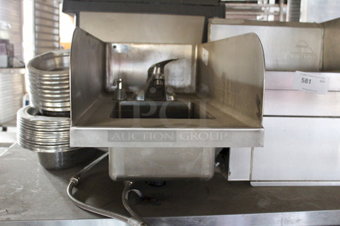 DEEP! Elkay Food Service Equipment Hand Sink With Splash Guard On Three Sides With Faucet and Plumbing. 32x15x9