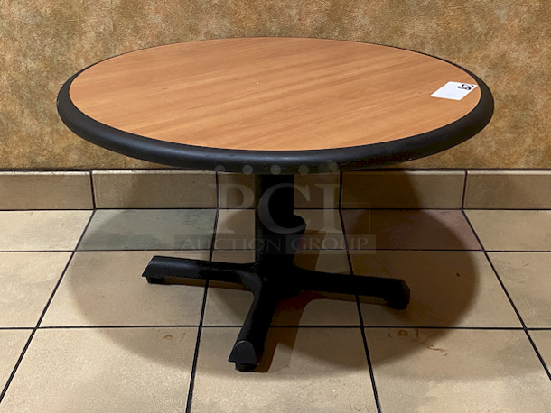 AMAZING! Plymold 30" Round Thin Profile Dur-A-Edge® Table Top, Coffee Table Height With Wood Laminate. 

30x17-1/2 - Image 3 of 4