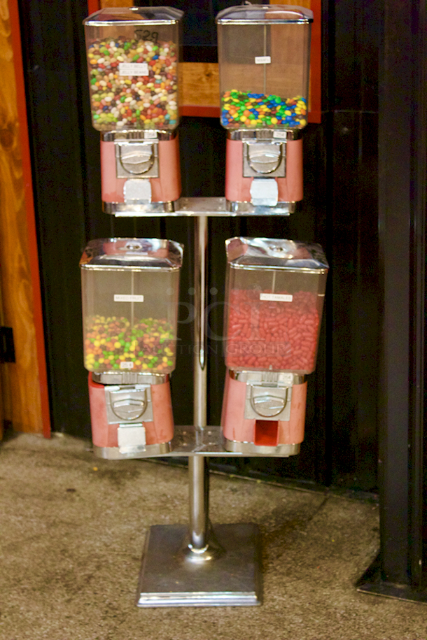 Coin Operated 4 Choice Candy Vending Machine On Weighted Stand - Image 2 of 4