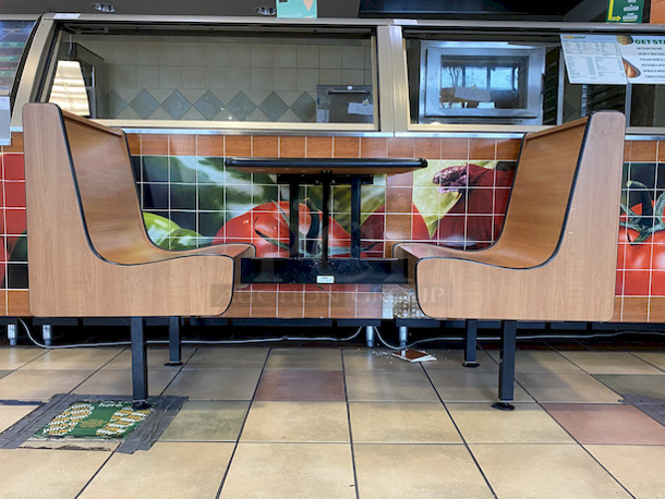 AMAZING! Plymold Attached Booth Seating. 69"x24"x35-1/2"  Tabletop - 24"x23" - Image 2 of 6