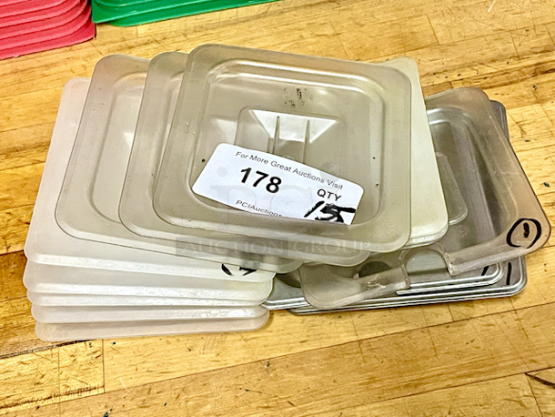 Food Pan Lids: Metal, Plastic, Solid & Slotted. 1/6 Pan & 1/9 Pan Sizes. 15x Your Bid - Image 6 of 8
