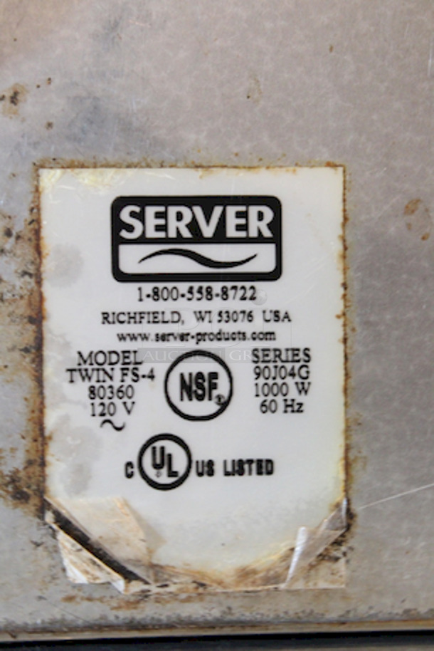 NICE! Server 80360 Base Only for Twin FS-4, (2) Separate Thermostatically Controlled Wells, Accepts (2) 6-1/2" Insets, Stainless Steel Construction, 120v, 1000w 
17x8-1/2x8 - Image 7 of 7