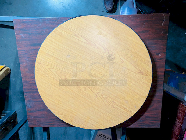 CIRCLE GETS THE RECTANGLE! Pair of Wood Table Tops.

Round Top - 24"
Rectangle - 24"x30"x1"  - Image 1 of 3