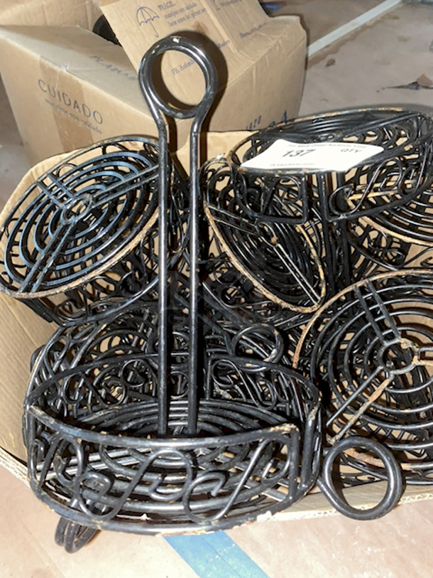 HUGE LOT! American Metalcraft WBCC6 Black Round Wrought Iron Scroll Design Condiment Caddy - 6 1/4" x 9". 10x Your Bid - Image 2 of 3