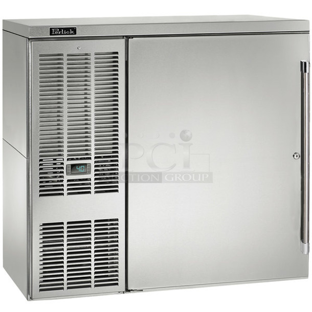 BRAND NEW! Perlick DDS36 Stainless Steel Commercial Single Door Undercounter Direct Draw Kegerator Cooler. 115 Volts, 1 Phase. Tested and Working!