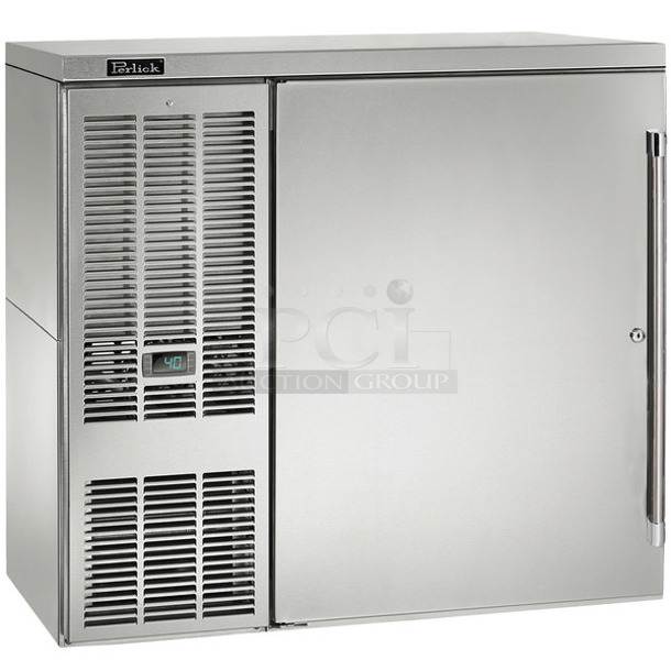 BRAND NEW! Perlick DDS36 Stainless Steel Commercial Single Door Undercounter Direct Draw Kegerator Cooler. 115 Volts, 1 Phase. Tested and Working! - Image 1 of 6