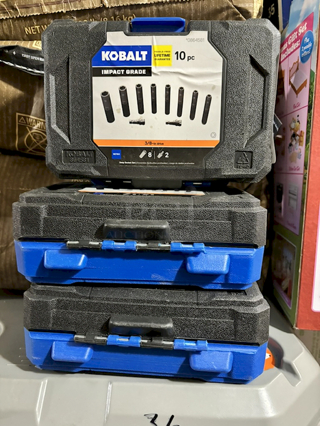 THREE FRESH PACKS!! Kobalt 80826 10-Piece Metric 3/8-in Drive Set 6-Point Impact Socket Sets. 3X Your Bid