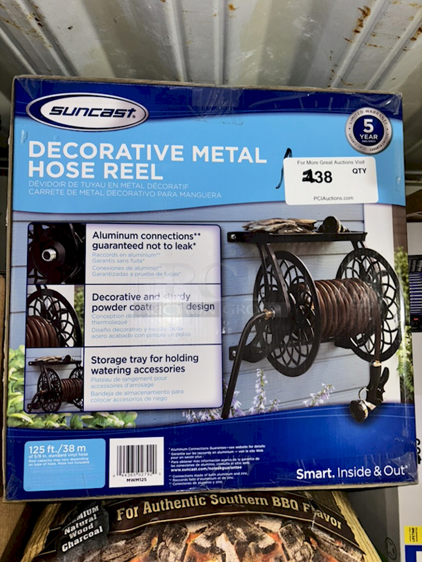 BEAUTIFUL! Suncoast Decorative Metal Hose Real - 125 Ft./38M Of 5/8 In. Standard Vinyl Hose
Reel Capacity - Image 1 of 1