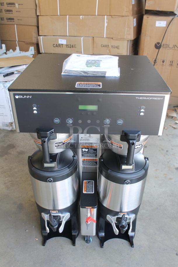 NEW IN BOX! 2022 Bunn Thermofresh Dual TF DBC Coffee Brewer w/ 2 NEW TF Servers. 120/208 Volt 1 Phase - Image 8 of 8