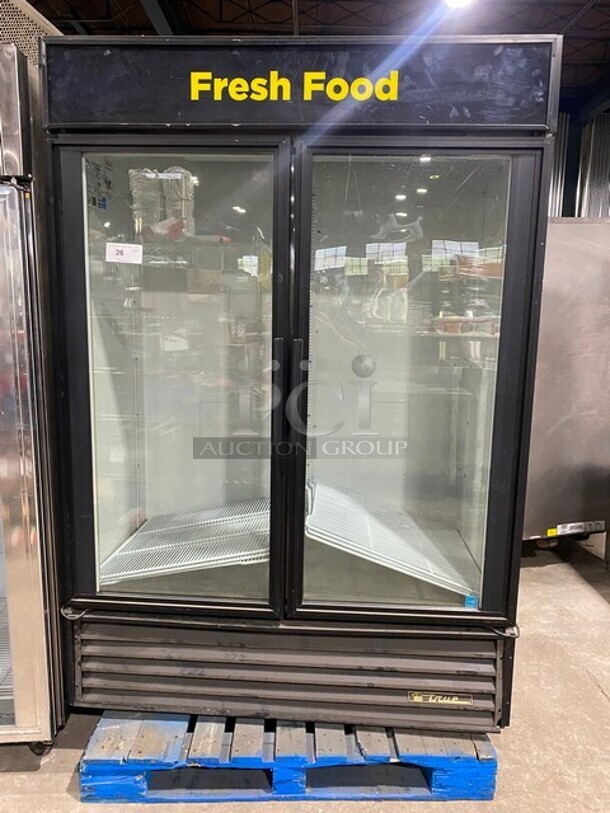 True 2 Door Reach In Cooler Merchandiser! With View Through Doors! With Poly Coated Racks! Model: GDM49 SN:7443104 115V 1PH