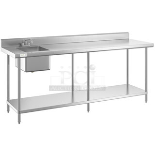 BRAND NEW SCRATCH & DENT! Regency 30" x 96" 16 Gauge Stainless Steel Work Tabletop with Sink - Sink on Right - Only Includes Sink Work Surface
