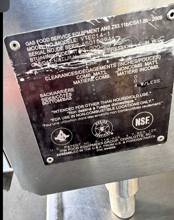 Late Model Vulcan VTEC14 14 1/2 inch Countertop Charbroiler w/ Conversion Burner, Natural Gas Working - Image 3 of 9