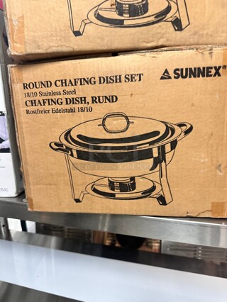 New! SUNNEX STAINLESS STEEL ROUND CHAFING DISH SET 18/10 