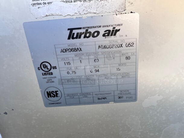 Turbo Air ADR068A 1 Fan Low Profile Evaporator Coil (Unit Cooler) 
115 Volt Tested and Working - Image 4 of 5