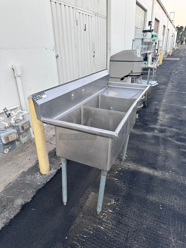 Clean RJ  24 x 24 x 14 Two Tub Sink w/ 1.8 inch Corner Drain & Right Drain Board NSF - Image 1 of 5