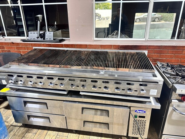 Late Model Vulcan VCCB60 60 inch Charbroiler - Low Profile, Cast Iron Grates, 159,000 BTU, Natural Gas Working - Image 1 of 8