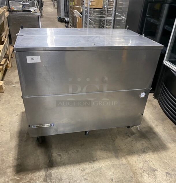 Beverage Air Single Side Access Milk Cooler! Stainless Steel! On Casters! Model: SM49NS SN: 11408275 115V 60HZ 1 Phase