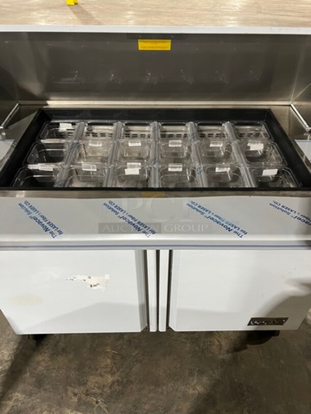 NICE! SCRATCH-N-DENT! LATE MODEL! Asber Commercial Refrigerated Mega Top Sandwich Prep Table! With 2 Door Storage Space Underneath! All Stainless Steel! On Casters! - Image 3 of 12
