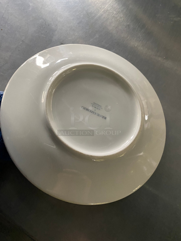 Rene Ozorio 6" White Ceramic Plates! 5x Your Bid! Includes Black Poly Crates! - Image 4 of 6