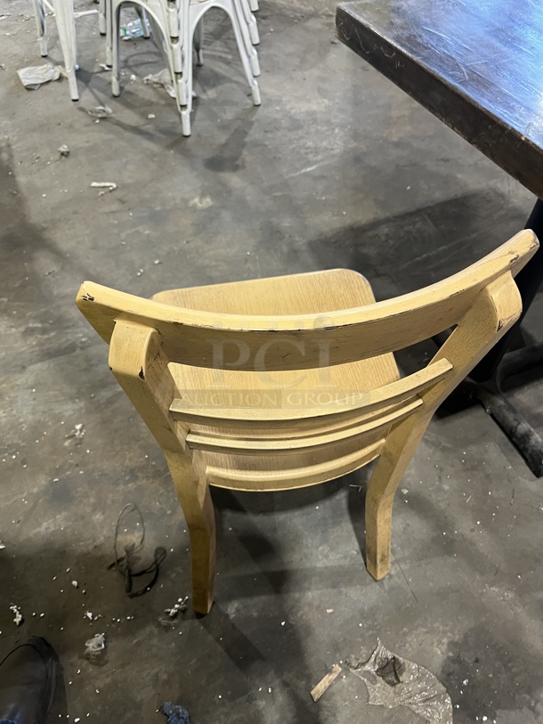 Nice! ALL ONE MONEY! Heavy Duty Full Wood 1.5 Thick Dining Table! With 2 Metal Ladder Back Dining Chairs!     - Image 6 of 6