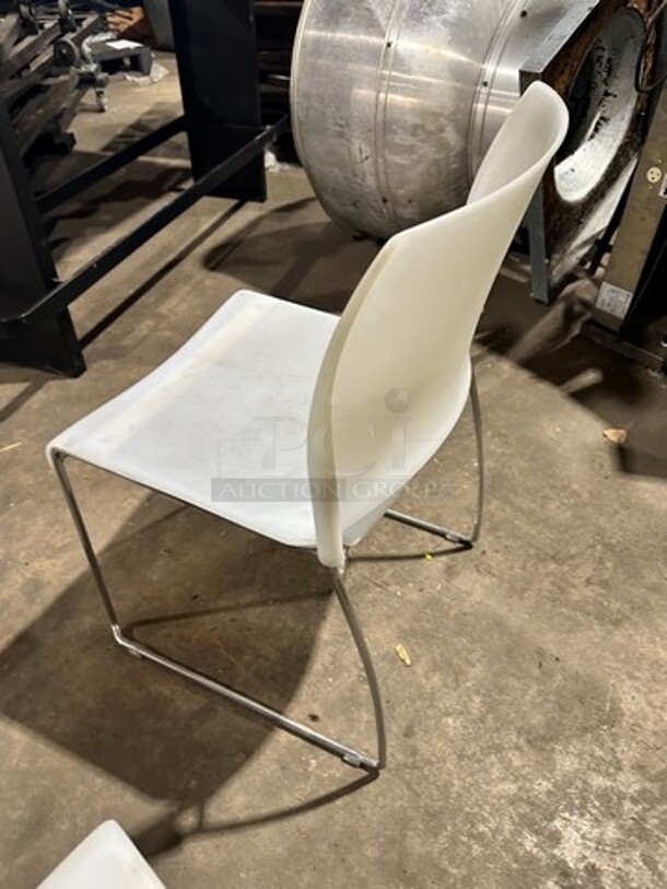White Poly Indoor/ Outdoor Chairs! With Metal Legs! 5x Your Bid! - Image 8 of 8
