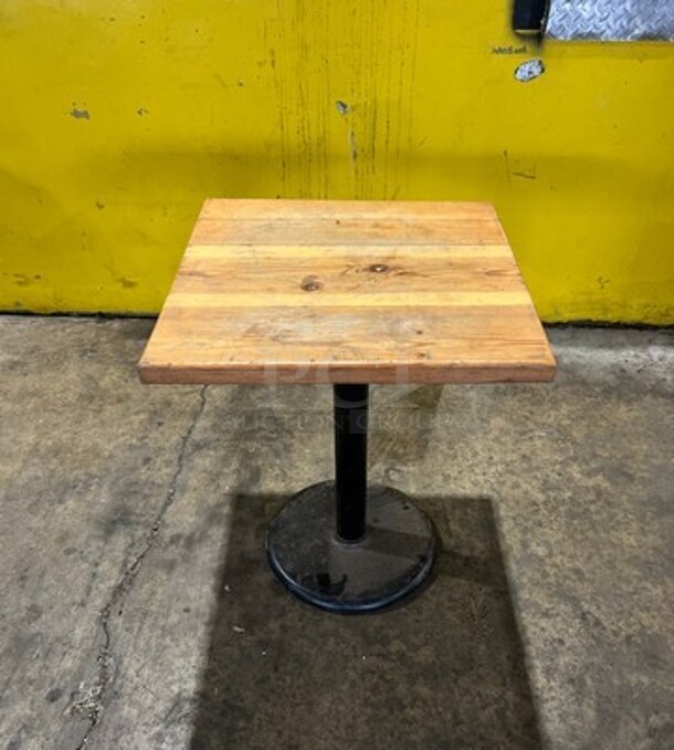NICE! Solid Wood 24" Square Dining Table! With Black Pedestal Base! - Image 1 of 3