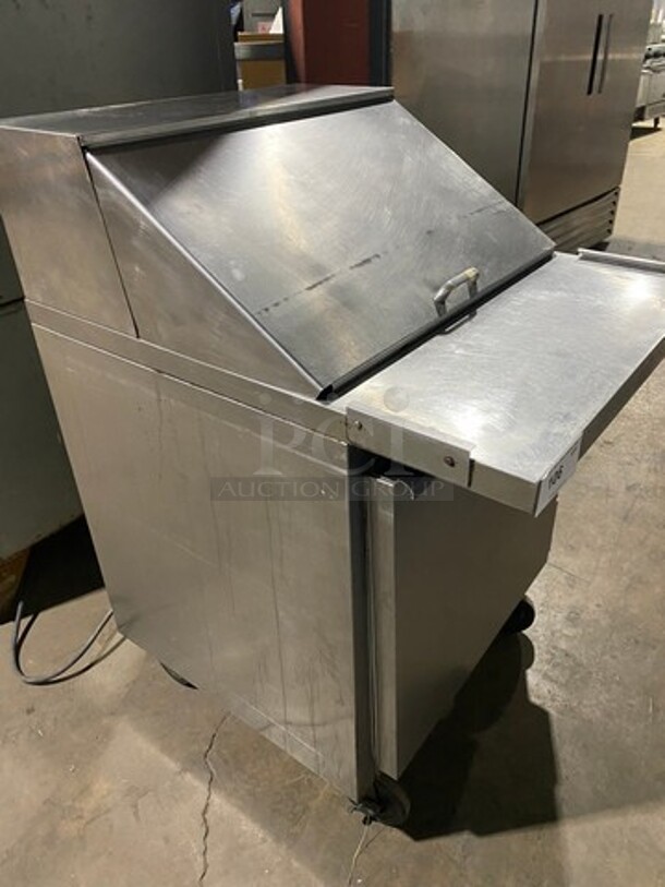 Beverage Air Refrigerated Sandwich Prep Table! With Single Door Storage Space Underneath! All Stainless Steel! Model SUR2712M Serial 4407841! 115V 1 Phase! On Casters! - Image 2 of 9