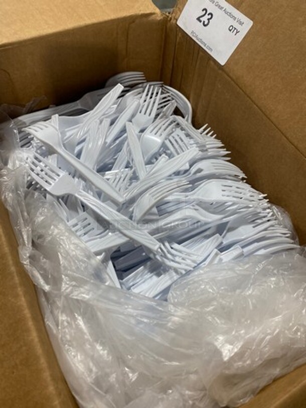 All ONE MONEY! White Plastic Forks - Image 3 of 4