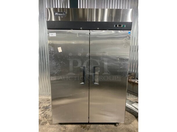 Migali Commercial 2 Door Reach In Freezer! All Stainless Steel! With Poly Coated Racks! Model C2FHC Serial C2FHC00318031300920028! 115V 1Phase! On Casters! - Image 1 of 10