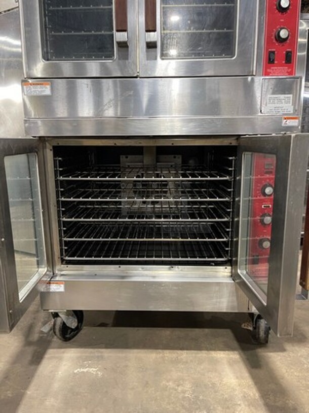 Vulcan Commercial Natural Gas Powered Double Deck Convection Oven! With View Through Doors! Metal Oven Racks! All Stainless Steel! On Casters! 2x Your Bid Makes One Unit! WORKING WHEN REMOVED! - Image 5 of 8