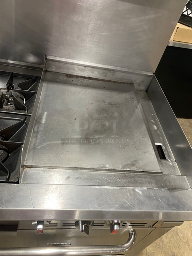 Cookline Stainless Steel Commercial Natural Gas Powered 2 Burner Range w/ Right Side Flat Top Griddle! With Oven And Back Splash! On Commercial Casters! - Image 7 of 11