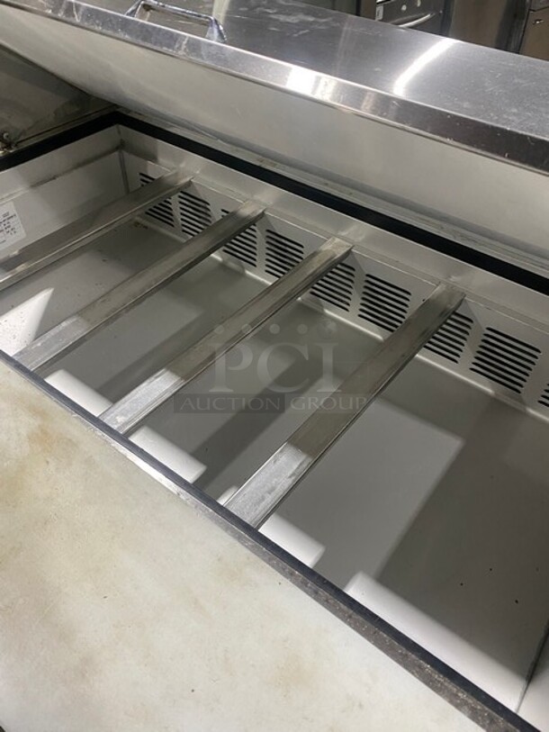 Leader Commercial Refrigerated Mega Top Sandwich Prep Table! With 2 Door Underneath Storage Space! With Commercial Cutting Board! All Stainless Steel! On Casters! MODEL ESLM48SC SN: NP12M0801D 115V 1PH - Image 5 of 11