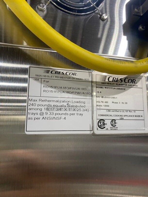 Cres Cor Commercial Electric Powered Split Door Roast-N-Hold Oven! All Stainless Steel! On Casters! Model: RO151FUA12DE4803Z SN: IBIJ0005120851 480V 60HZ 3 Phase - Image 5 of 10