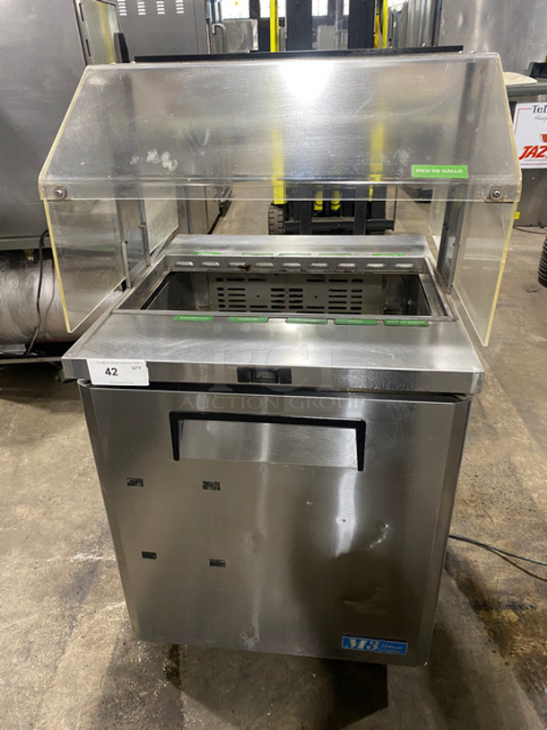NICE! Turbo Air Refrigerated Salad Bar Island! With Sneeze Guard! Single Door Storage Space Underneath! All Stainless Steel! On Casters! Model: MST28711S SN: MS2TS10129 115V 60HZ 1 Phase - Image 1 of 8