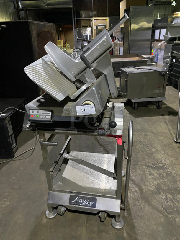 Bizerba Commercial Meat/Deli Slicer! On Stand! With Storage Area Underneath! All Stainless Steel! On Legs! Model: SE12D SN: 2159357 120V 60HZ 1 Phase