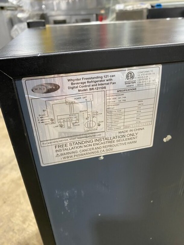 NEW! OUT OF THE BOX! SCRATCH-N-DENT! Whynter Commercial Single Door Reach In Cooler Merchandiser! With View Through Door! With Poly Coated Racks! 121 Can Capacity! Model: BR1211DS - Image 6 of 7