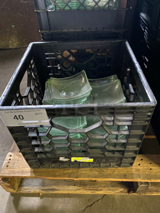 CUTE! Square 5" Crystal Clear Plates! Includes Black Poly Crate!