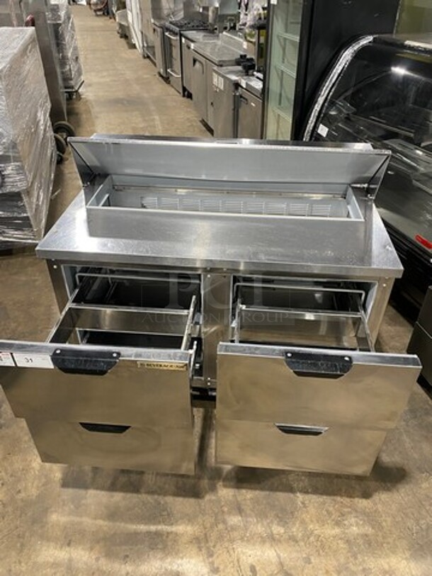 Beverage Air Commercial Refrigerated Sandwich Prep Table! With 4 Drawer Storage Space Underneath! All Stainless Steel! On Casters! Model: SPED48124 SN: 11813575 115V 60HZ 1 Phase - Image 5 of 9