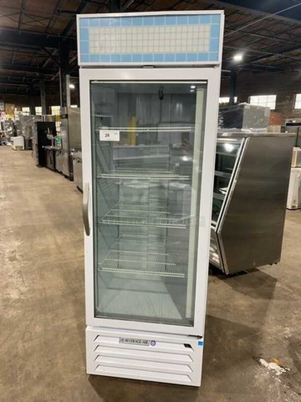 Beverage Air Commercial Single Door Reach In Freezer Merchandiser! With View Through Door! Poly Coated Racks! Model: MMF231W SN: 10507414 115V 60HZ 1 Phase